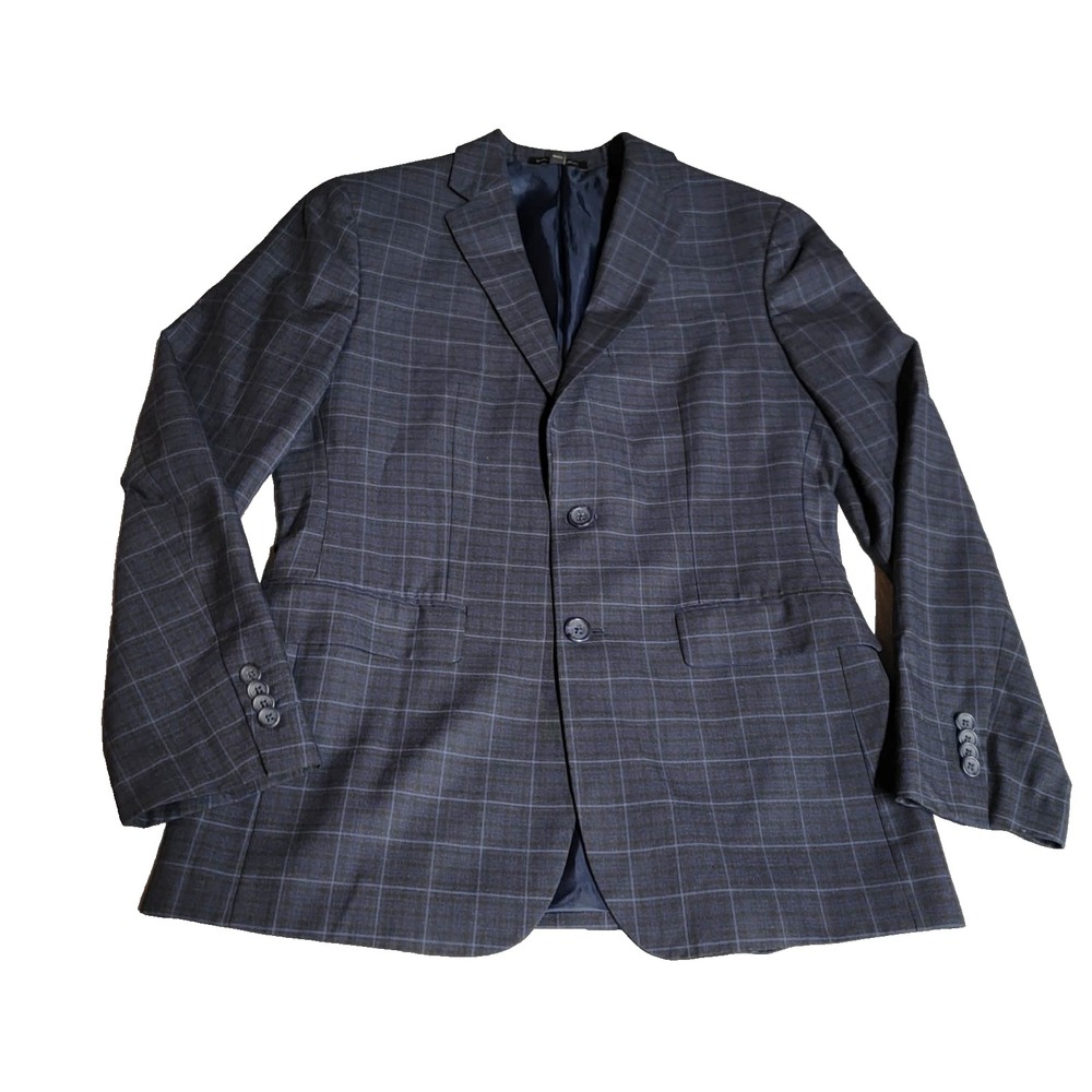 Banana Republic Blazer Mens 38R Blue Plaid Slim Fit Notch Lapel Coat
